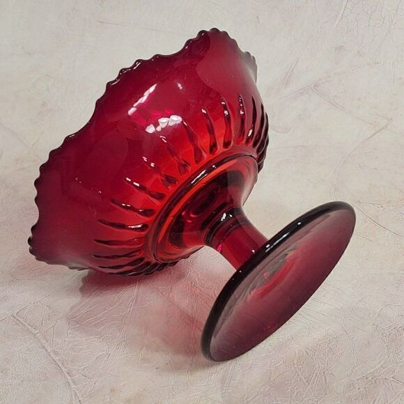 Vtg NEW MARTINSVILLE 3.5" Ruby Red Depression Footed Pedestal Dish - pls read - Picture 5 of 9